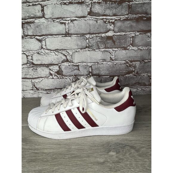 adidas SUPERSTAR Originals Burgundy Velvet Velour White Shell Toe Shoes Men 8M - Picture 16 of 16